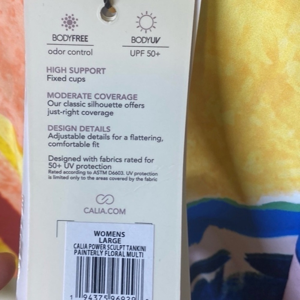 CALIA Power Sculpt Tankini Swim Top Painterly Floral Multi Color Top Large NWT - Picture 4 of 7